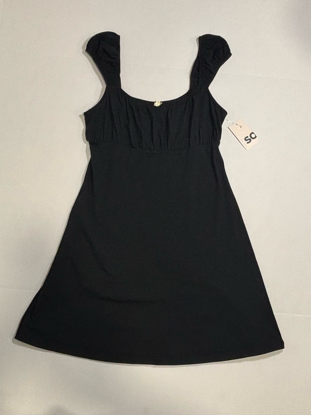 SO Black Solid Knit Sleeveless Scoop Neck Mini Dress w/ Bow Accent Size Junior M